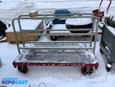 Metal rolling cart with 2 handle bars, 54”x 30.5”x38.5”H, good condition 