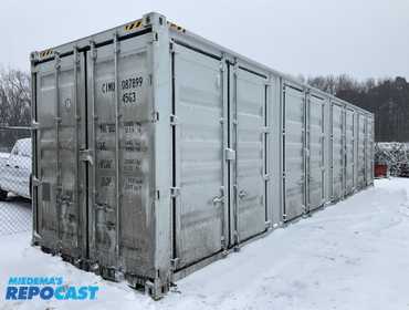 2025 40’L x 8’W x 9’ 6”T High Cube Shipping/Ground Container, swing doors on one end and four...