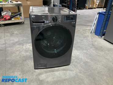 LG  Thin Q 4.5 Cu. Ft. High-Efficiency Stackable Smart Front Load Washer with Steam and Built-In...