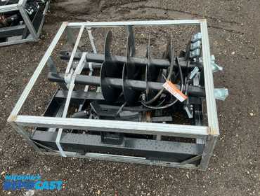 New JCT Hydraulic Auger Skid Steer Attachment, Universal Quick Attach, comes with 8”, 12”, and 18...