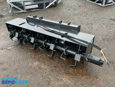 New JCT 72” Hydraulic Rototiller Skid Steer Attachment, Universal Quick Attach, has hydraulic...