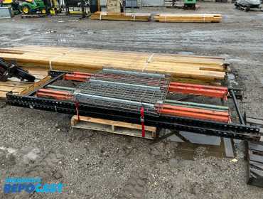 Section of Pallet Racking - 2-10' uprights, 4-8' crossbars &amp; steel mesh decking. Lumber not...