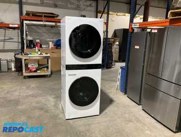 LG Thin Q WashTower Stacked SMART Laundry Center 4.5 Cu.Ft. Front Load Washer & 7.4 Cu.Ft. Gas...