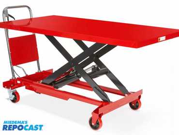 Two new ULINE manual lift tables. Top table has a 27x18” platform with a capacity of 330lbs....