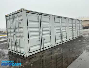 2025 40’L x 8’W x 9’ 6”T High Cube Shipping/Ground Container, swing doors on one end and four...