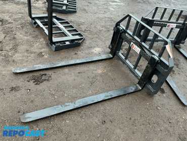 New JCT 60” Fork Skid Steer Attachment, Quick Attach Carriage with Two 60” Forks, Forks are 4” Wide