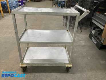 (1) 28” length x 37” height x 18” depth 3-tier stainless steel service cart. 