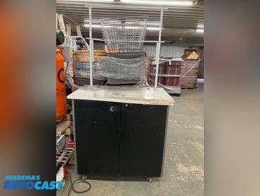 (1) 40” width x 38” height x 24” depth temptation station with stainless steel top.  (Trim needs...