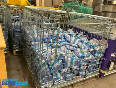 (1) collapsible steel shipping crate filled with ice packs 48 x 40 1/2 by approximately 36 inch...