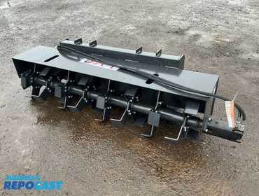 New JCT 72” Hydraulic Rototiller Skid Steer Attachment, Universal Quick Attach, has hydraulic...
