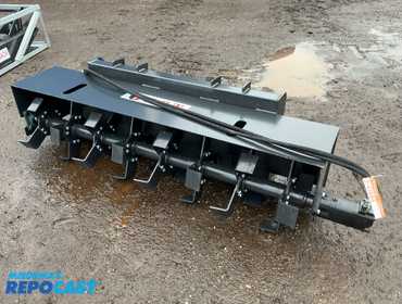 New JCT 72” Hydraulic Rototiller Skid Steer Attachment, Universal Quick Attach, has hydraulic...