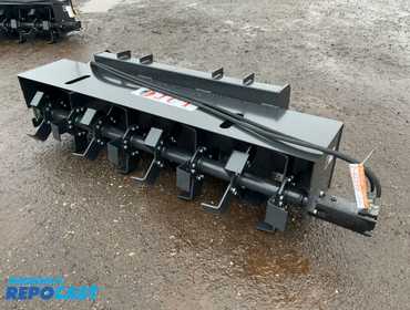New JCT 72” Hydraulic Rototiller Skid Steer Attachment, Universal Quick Attach, has hydraulic...