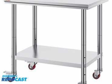 Vevor 36”x24” stainless steel work table/bench, 4 casters (Model: GZT90X60L)