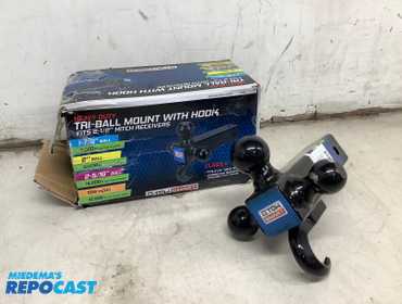 Tow Smart Heavy Duty Tri-Ball Mount with Hook - Fits 2½" Receivers