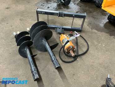 New Wolverine Hydraulic Auger Skid Steer Attachment, Model ADB-13-1218R, 15-20 GPM, Universal...