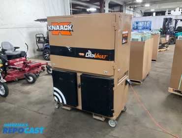 Knaack DataVault Jobsite Box model 118-01, plug in 120 volt power outlet, has a CyberPower...