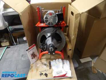 new rigid drain cleaning machine, 1/3 hp, 165 rpm, 5a current, 115v, single phase, 23"h x 21"l x...