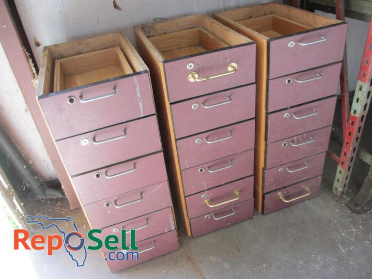 (3) 6Drawer Under bench Storage drawers