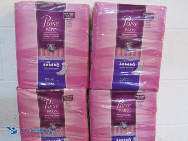 LiquidBidding 4Packages of 33 Each Poise® Pads,...