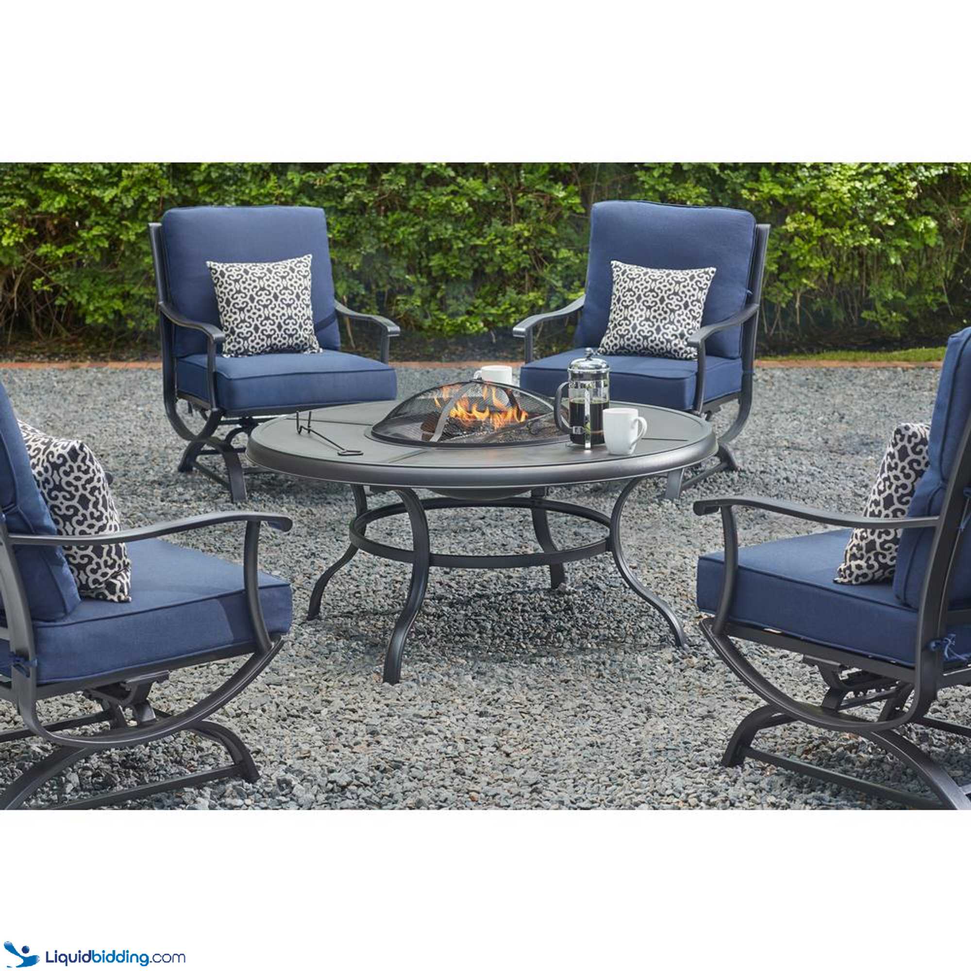 Hampton bay redwood 2025 valley fire pit set