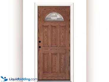 *Flint, MI* Feather River Doors 37.5 in. x 81.625 in. Preston Zinc Fan Lite Stained Medium Oak...