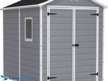 Keter Manor 6x8 Ft All-Weather Heavy-Duty Resin Outdoor Storage Shed with Double Lockable Doors,...