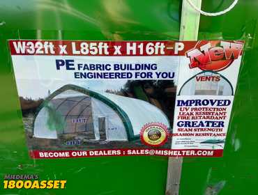 New Suihe 32'W x 85'L x 16'T PE Fabric Shelter Building, hot dipped galvanized steel tubing, 12...