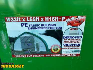 New Suihe 32'Wx65'Lx16'T PE Fabric Shelter Building, hot dipped galvanized steel tubing, 12'x12'...