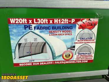 New Suihe 20’x30’x12’ Tall PE Fabric Shelter Building, Galvanized Steel Tube Frame, 8’ tall x 16’...