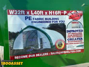 New Suihe 32'Wx40'Lx16'T PE Fabric Shelter Building, hot dipped galvanized steel tubing, 12'x12'...