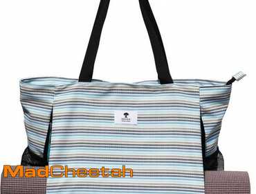 Canvas Yoga Bags Ylucky Large Canvas Tote Gym Sling Carrier Multi-Functional Storage Pocket Pilates Shoulder Bag Carryall Tote For Travel Office Beach Workout Canvas Gym Bag Yoga Mat Bag