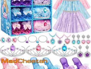 LJZJ Princess Dress Up Toys & Jewelry Boutique, Costumes Set incl Color Skirts, Shoes, Crowns,...