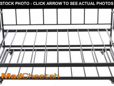 Amazon Basics Full Daybed and Twin Size Trundle Bed Frame Set, Space Saving Steel Slat Support,...